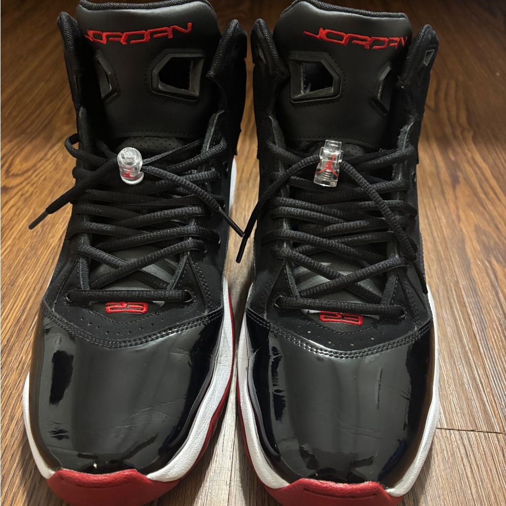 Jordan Men's Black and Red High-Top Sneakers